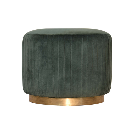 Emerald Velvet Pleated Footstool