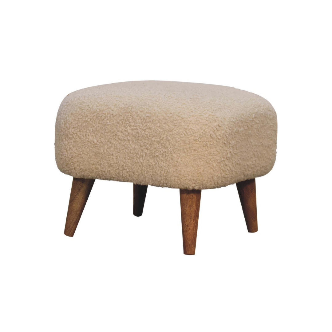 Boucle Cream Square Footstool