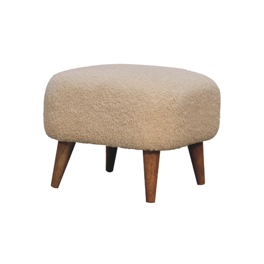 Boucle Cream Square Footstool