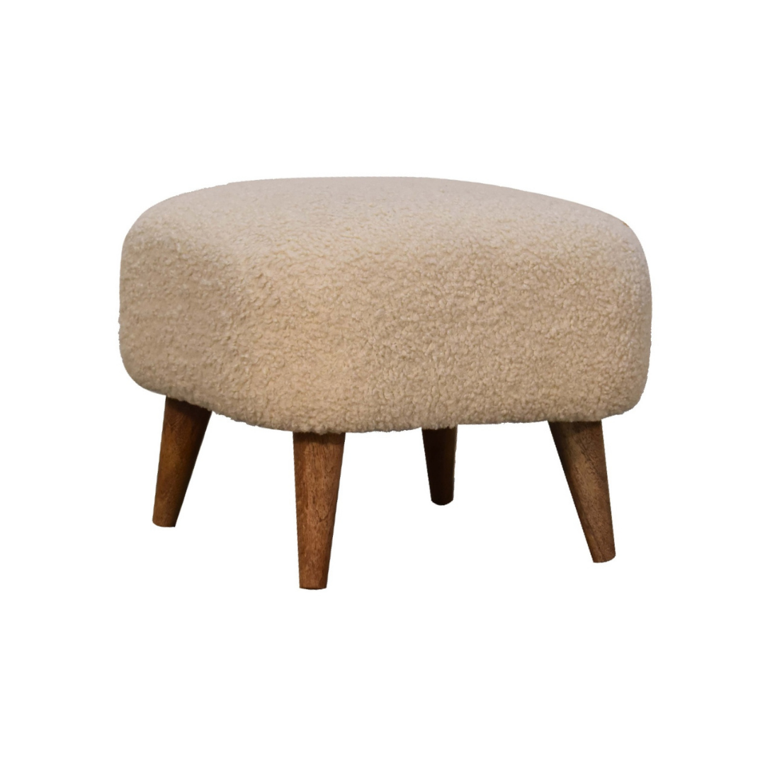 Boucle Cream Square Footstool