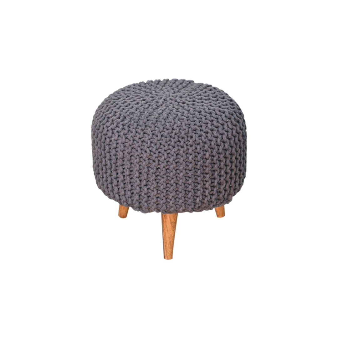 Grey Round Footstool