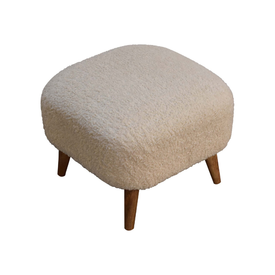 Boucle Cream Square Footstool