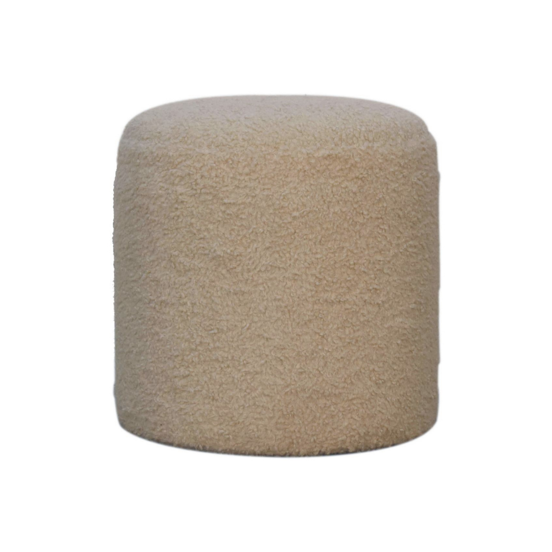 Boucle Cream Round Footstool