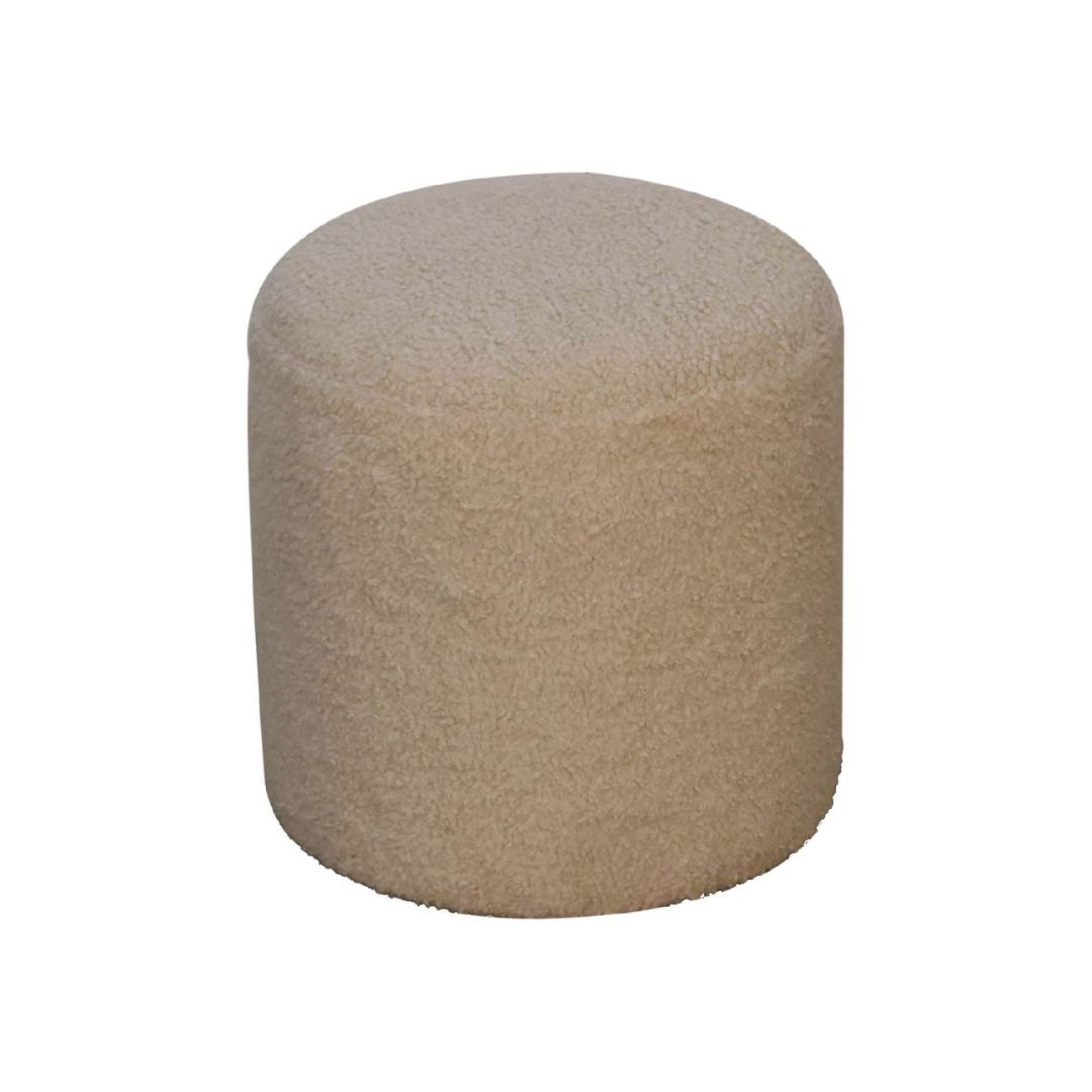 Boucle Cream Round Footstool