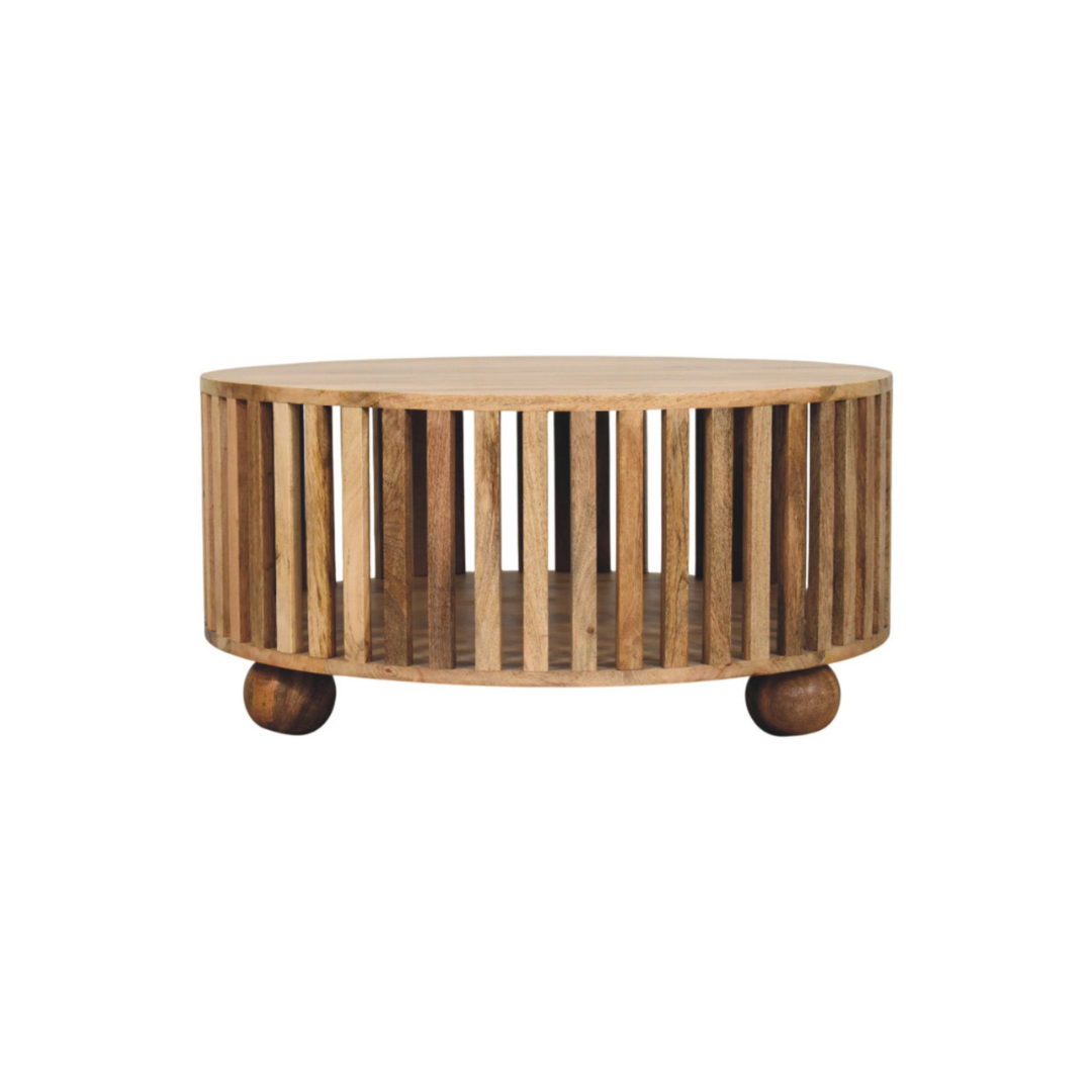 Slatted Round Oak-ish Coffee Table
