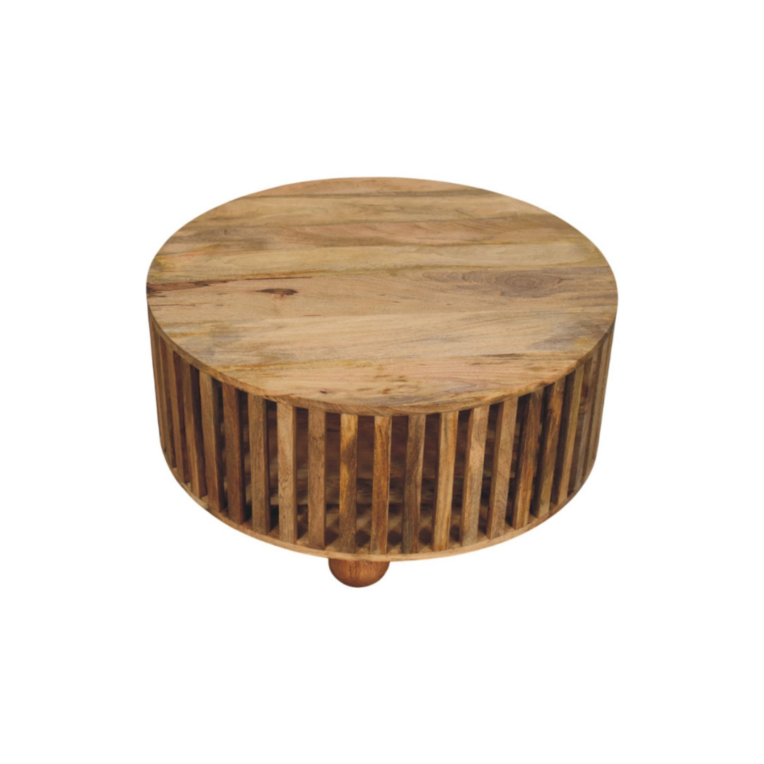 Slatted Round Oak-ish Coffee Table