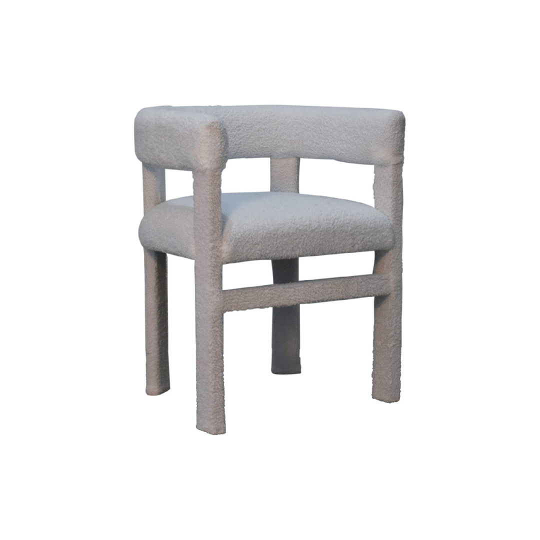 White Boucle Occasional Chair