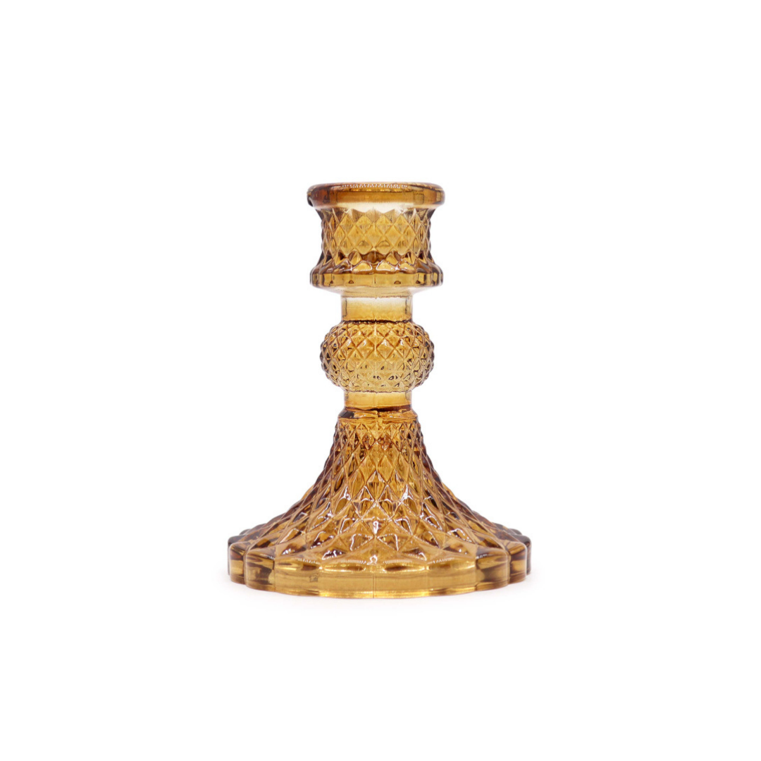 Antique Amber Vintage Dinner Candle Holders