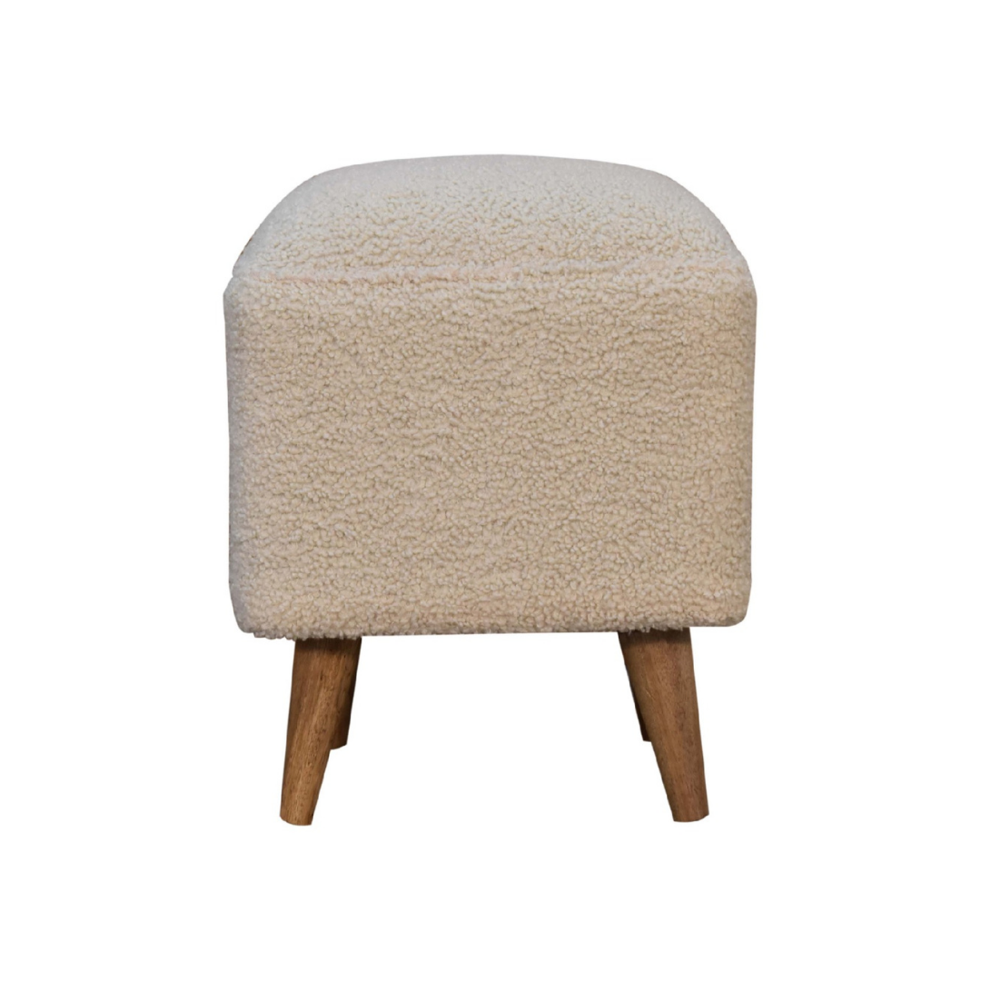 Cream Boucle Squoval Footstool
