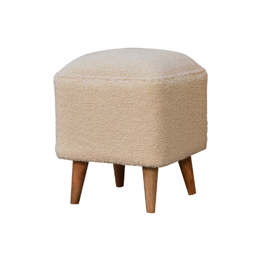 Cream Boucle Squoval Footstool