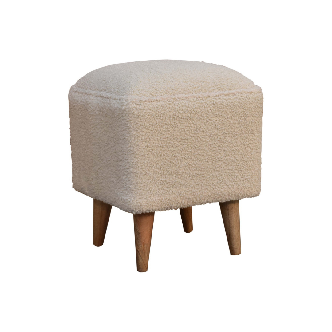 Cream Boucle Squoval Footstool