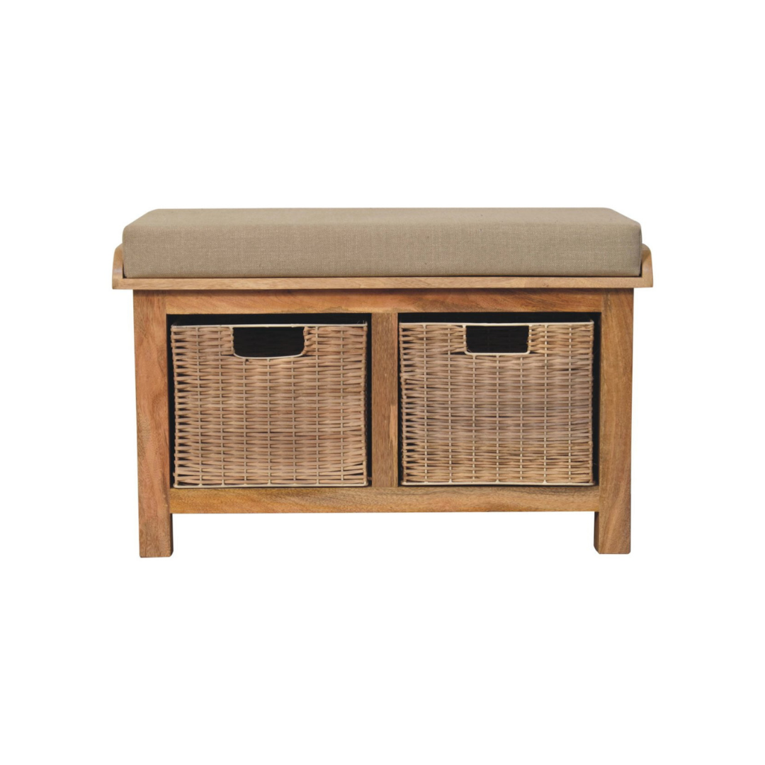 Rattan Basket Linen Bench
