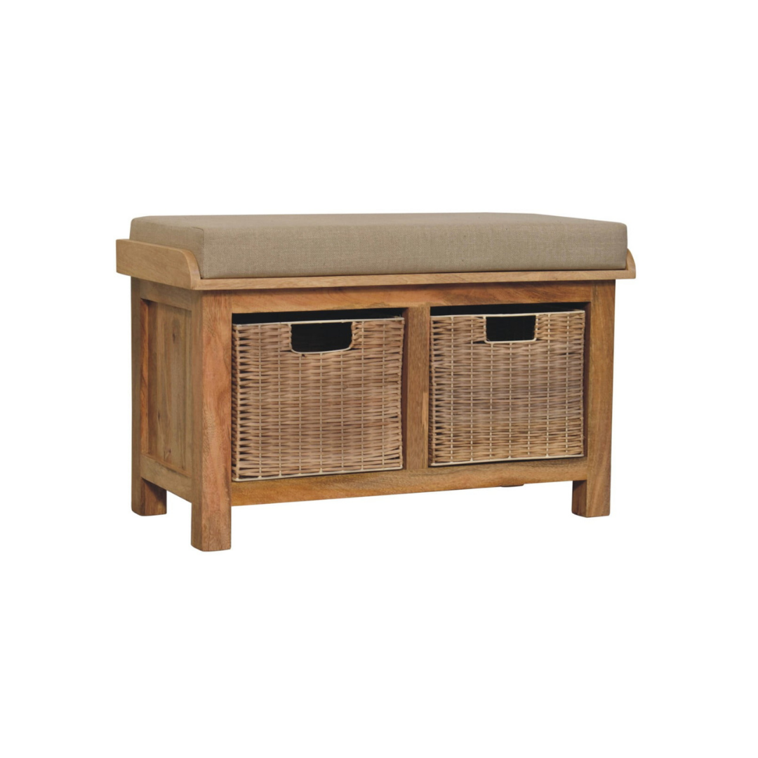Rattan Basket Linen Bench