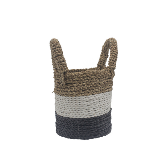 Seagrass Basket Set - Dark Grey/White/Natural