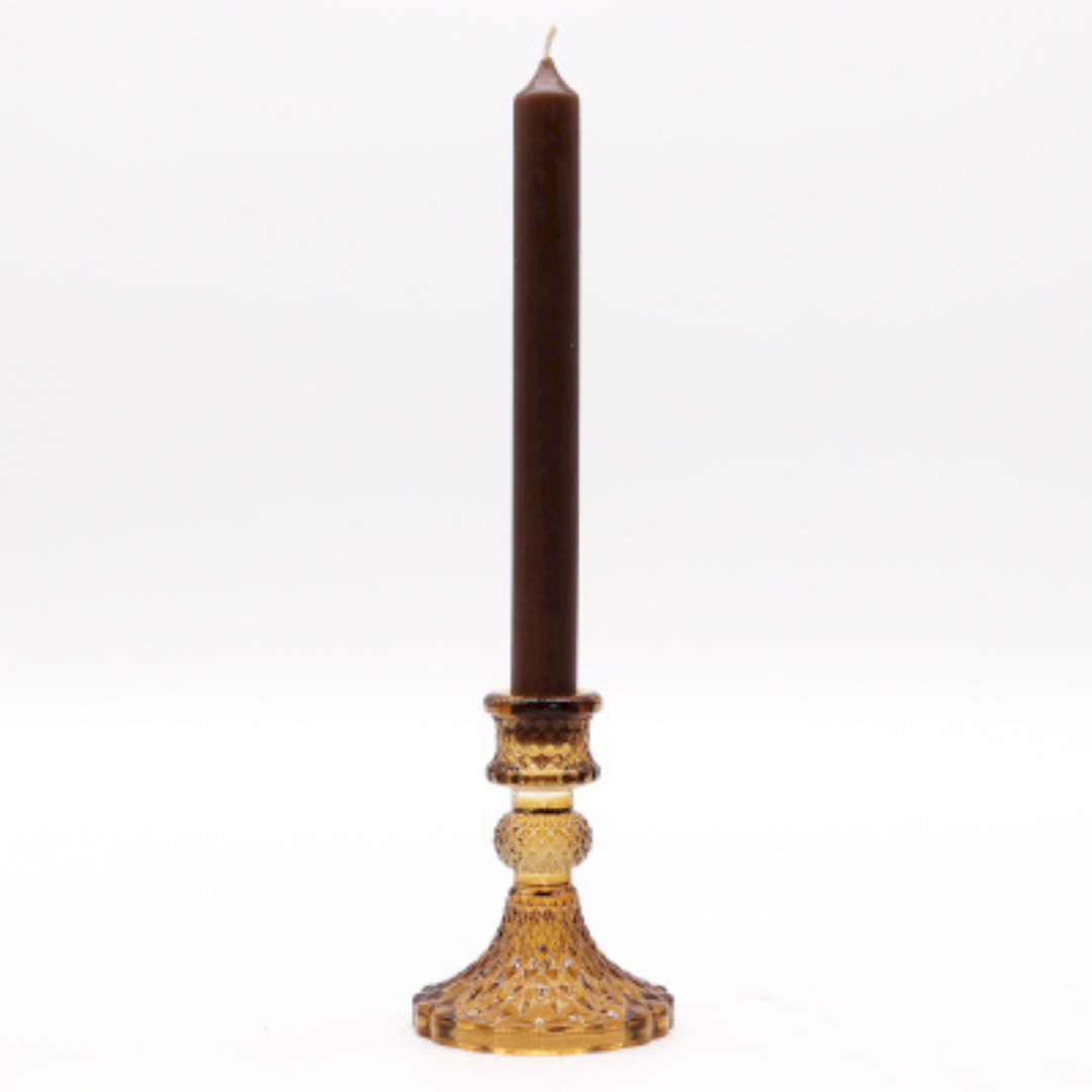 Antique Amber Vintage Dinner Candle Holders