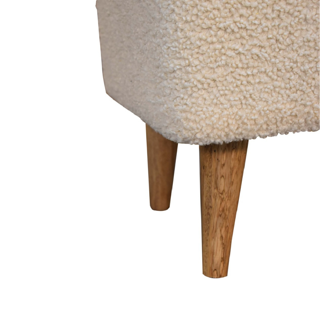 Cream Boucle Squoval Footstool