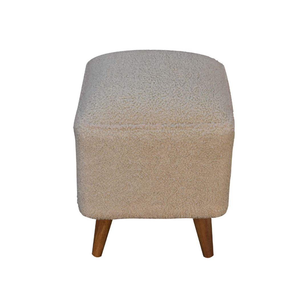Cream Boucle Squoval Footstool