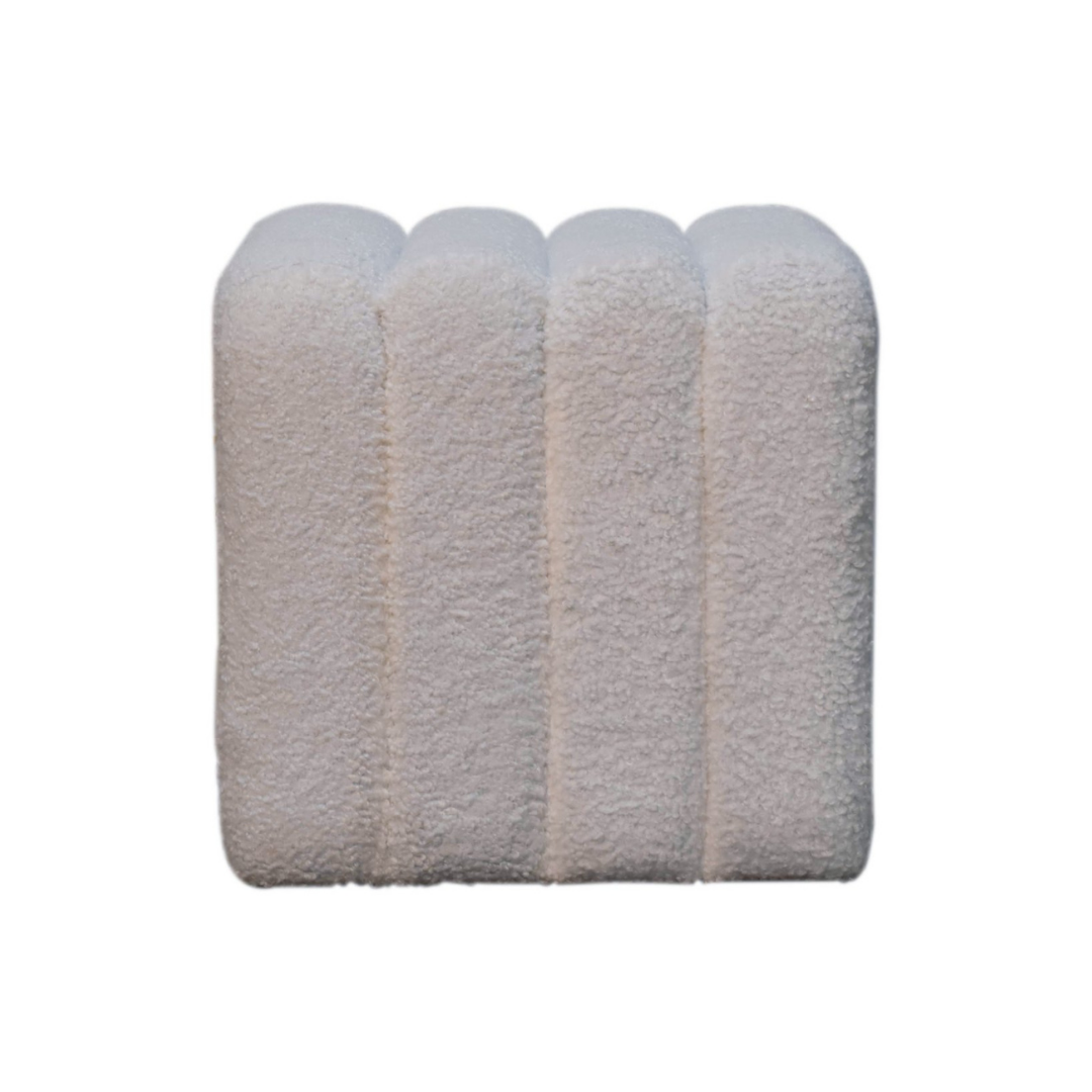White Wavy Boucle Footstool