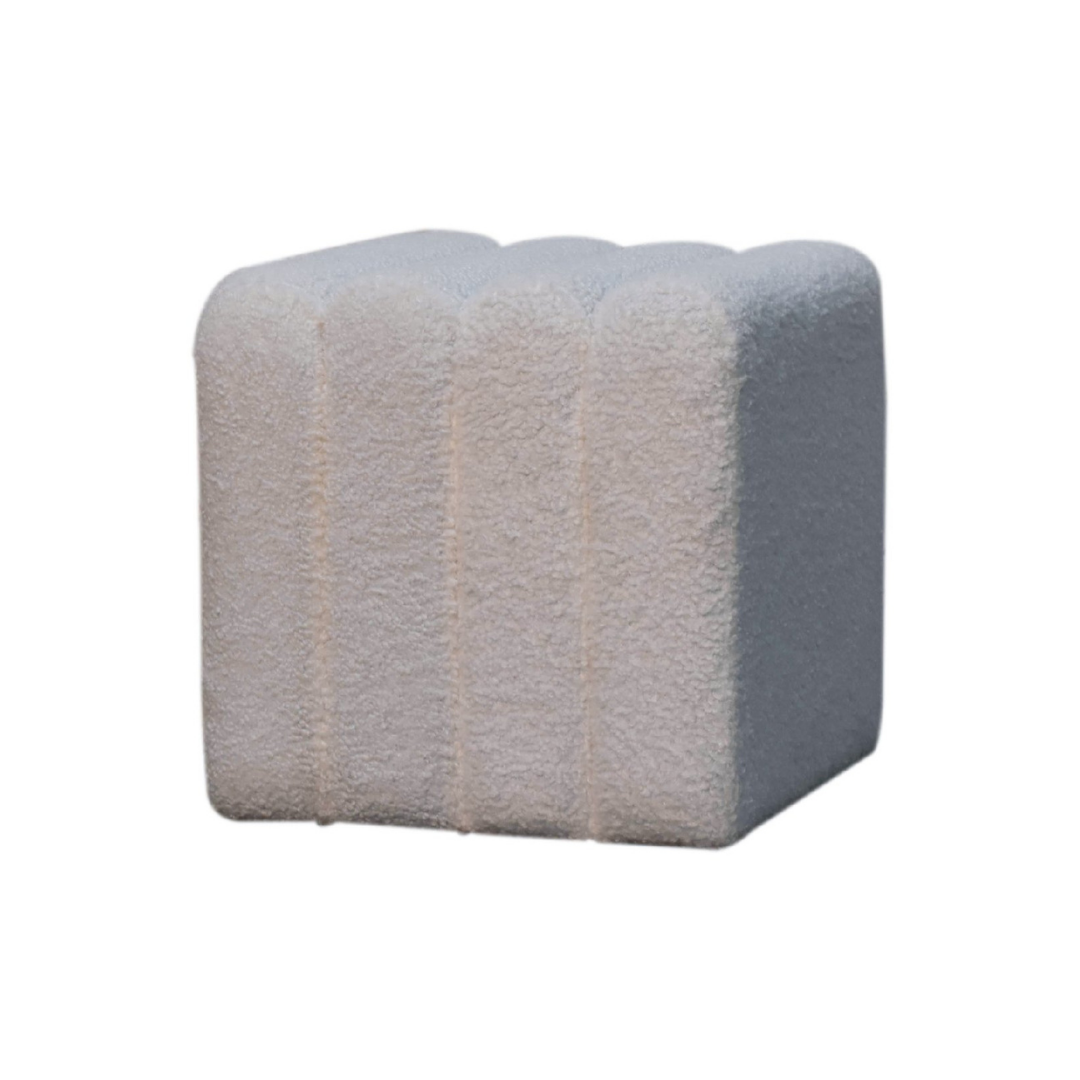 White Wavy Boucle Footstool