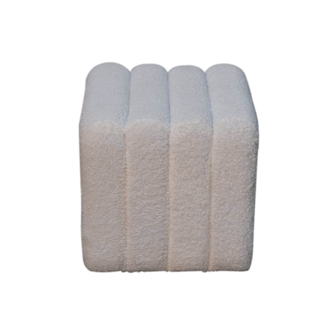 White Wavy Boucle Footstool