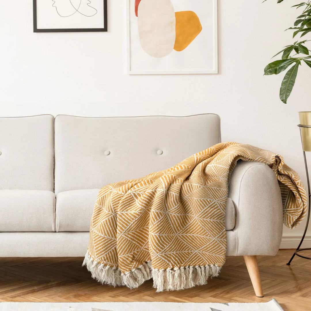 Ochre Zahra Throw Blanket