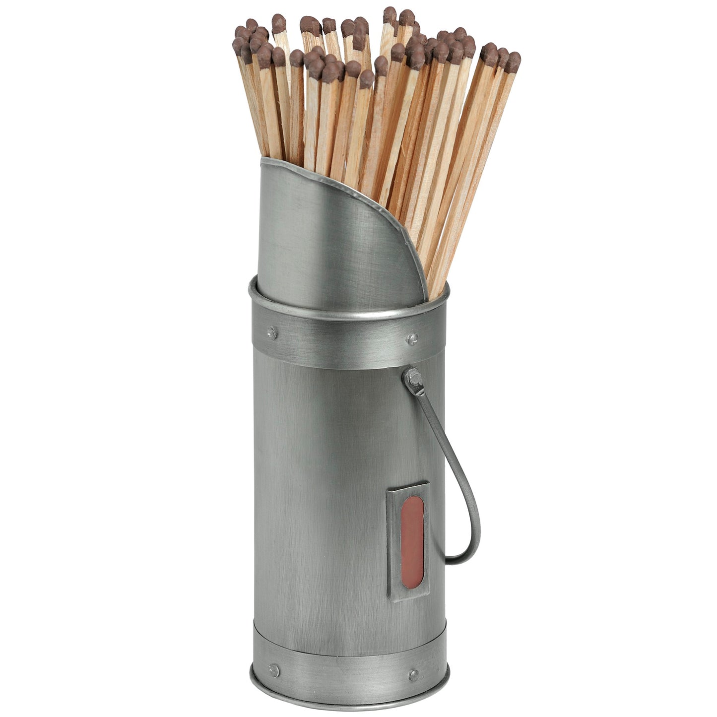 Antique Pewter Match Holder With Matches