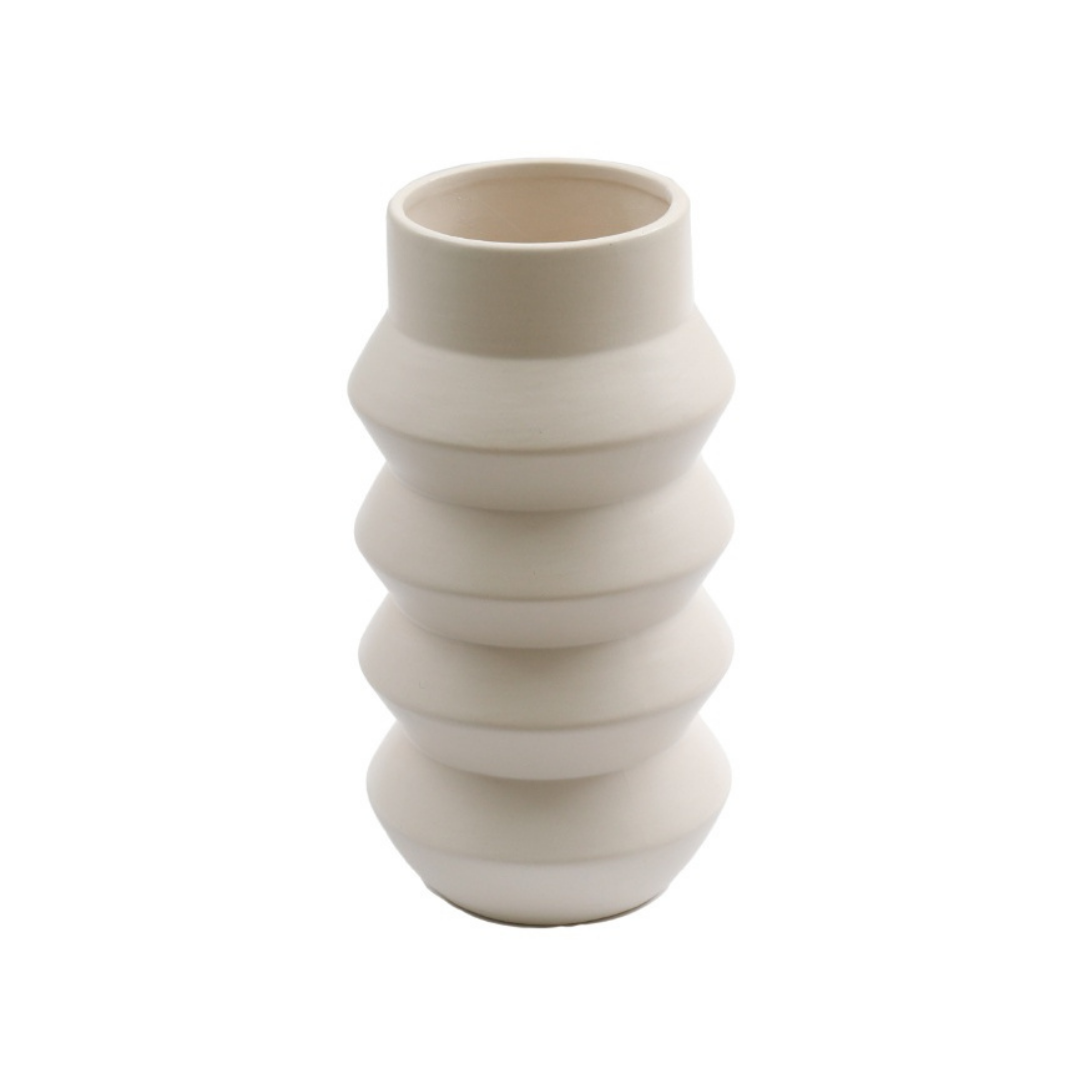 White Ribbed Vase