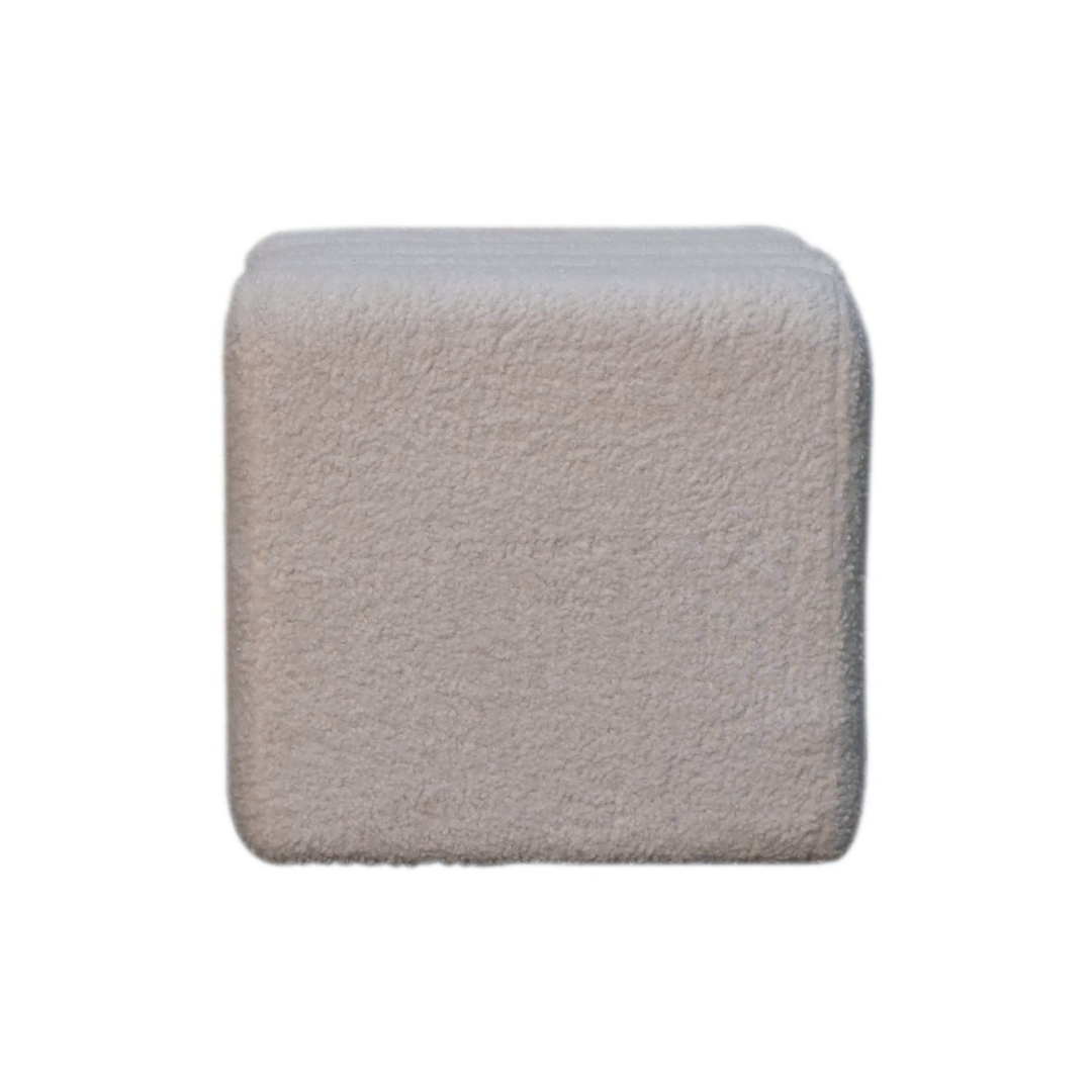 White Wavy Boucle Footstool