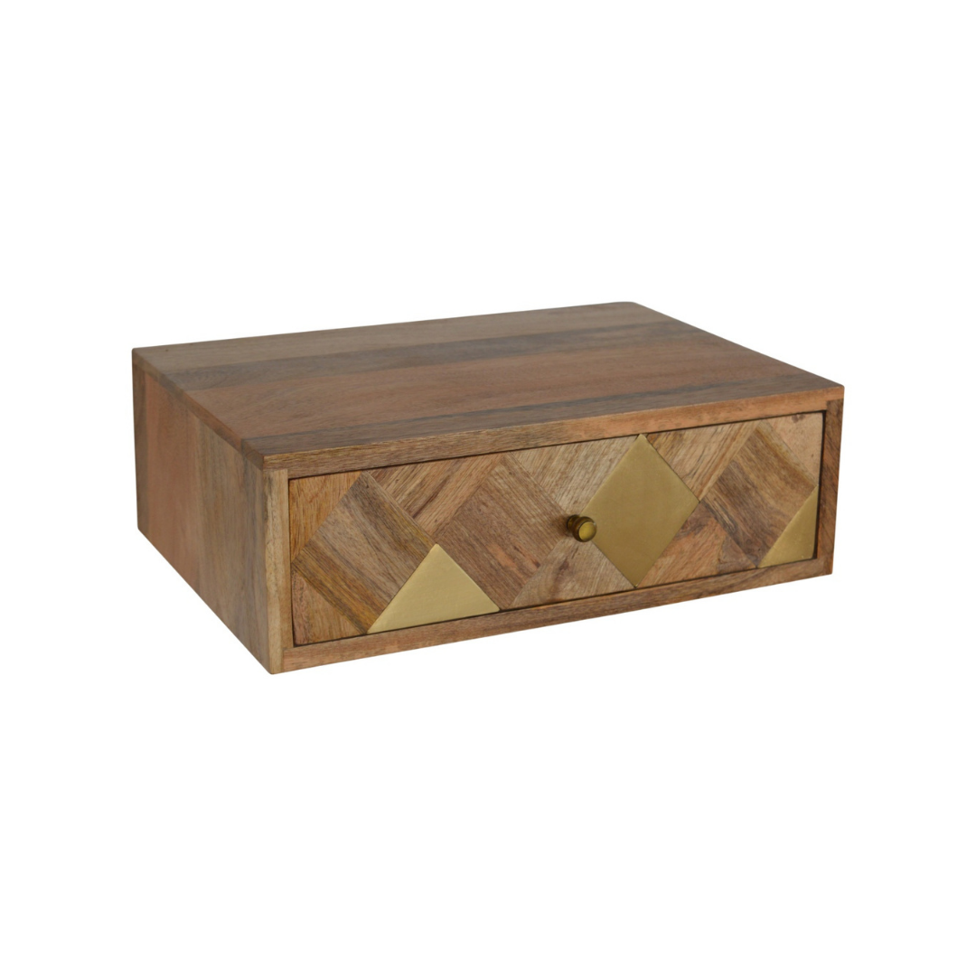Wall Mounted Brass Inlay Bedside Table
