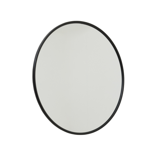 Black Large Circular Metal Wall Mirror