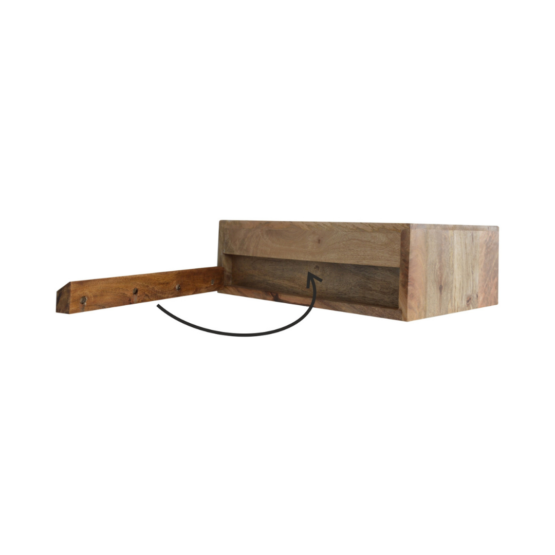 Wall Mounted Brass Inlay Bedside Table