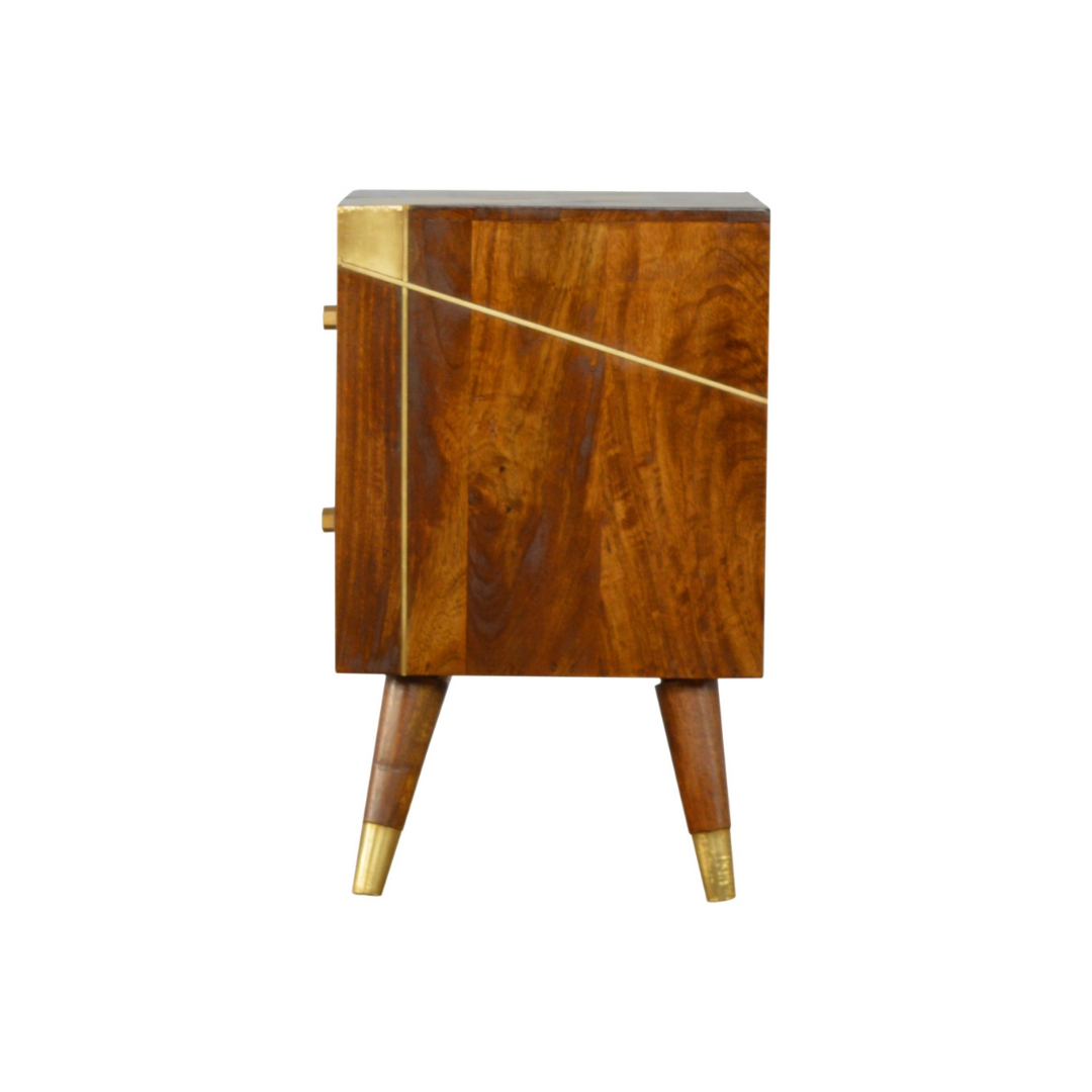 Gold Geometric Chestnut Bedside Table
