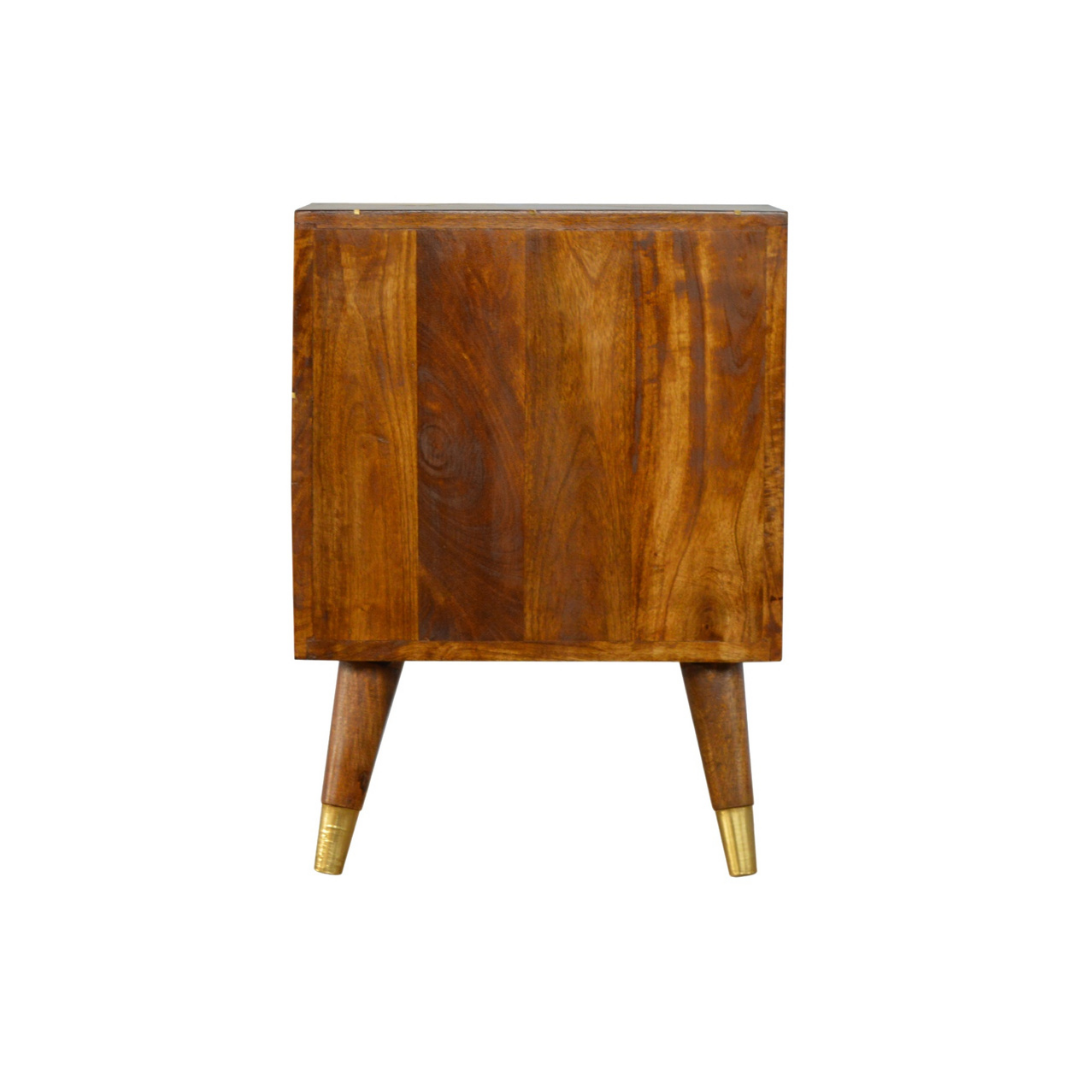 Gold Geometric Chestnut Bedside Table