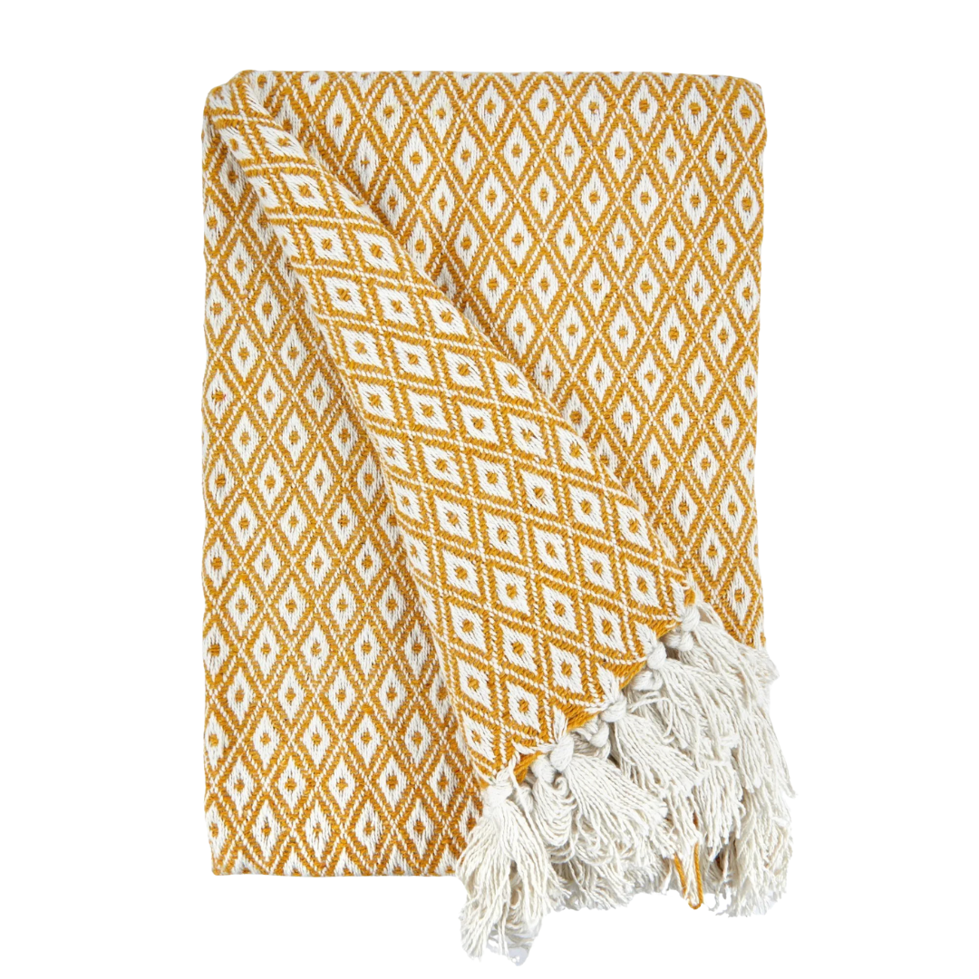 Stockholm Cotton Throw in Ochre
