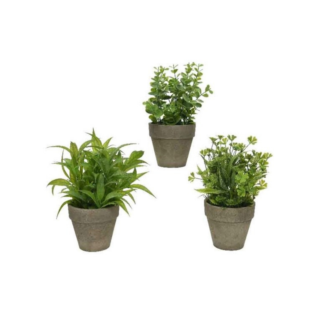 Set of 3 Artificial Shrubs in Pots