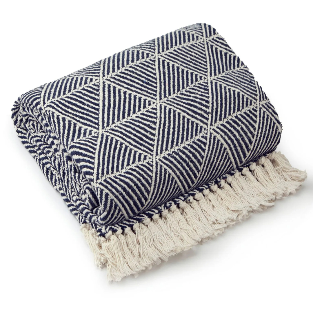 Navy Zahra Throw Blanket