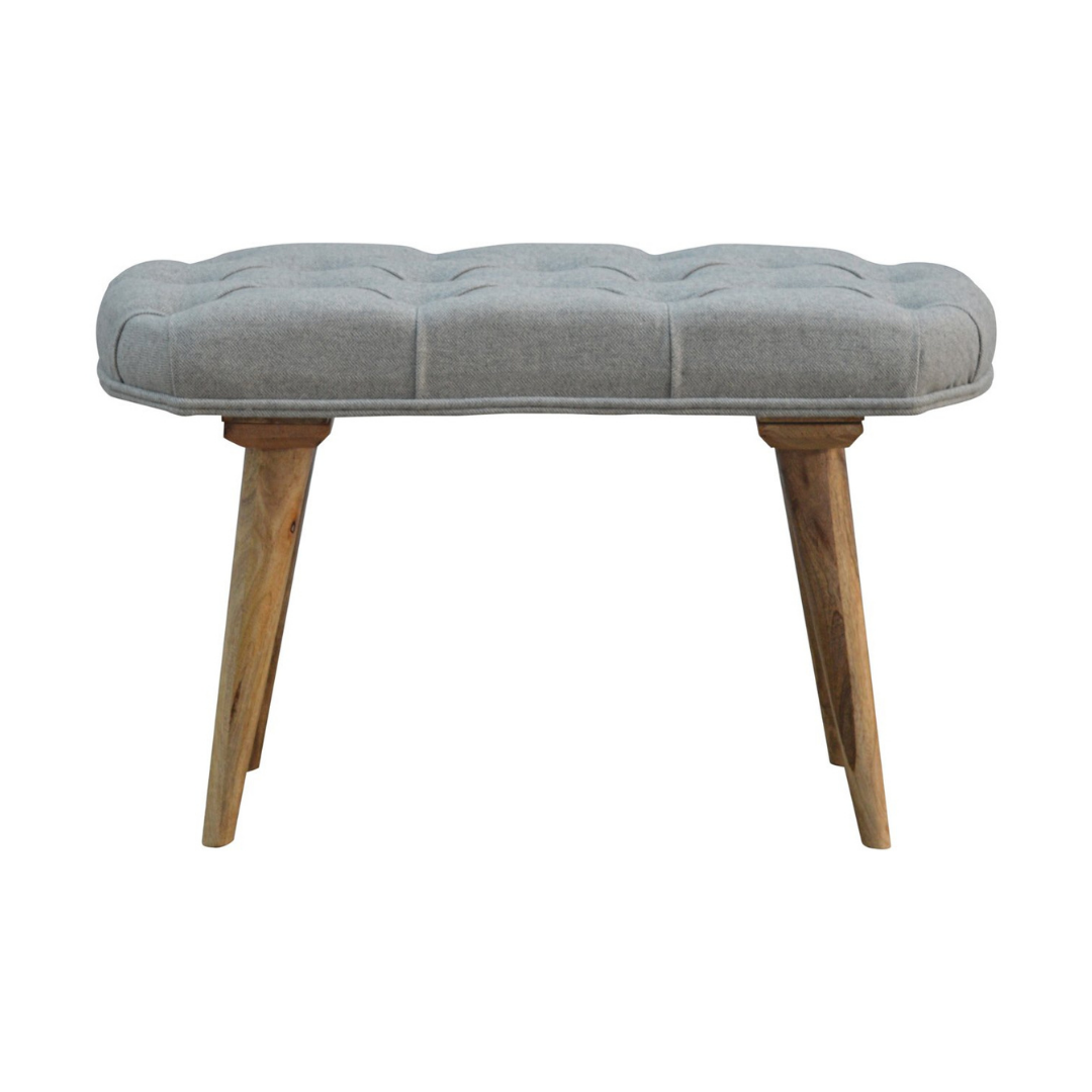 Deep Button Grey Tweed Bench