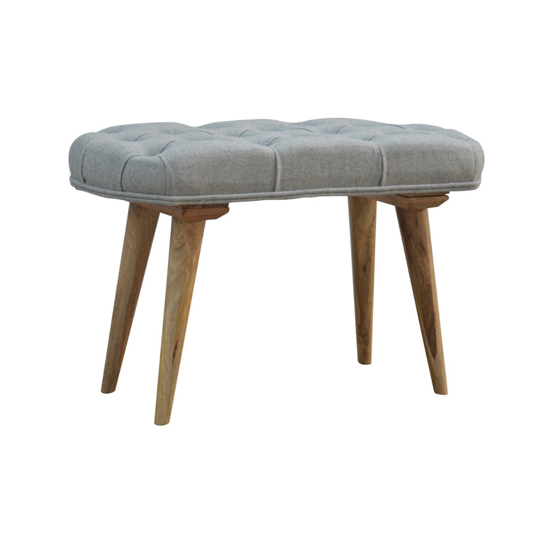 Deep Button Grey Tweed Bench