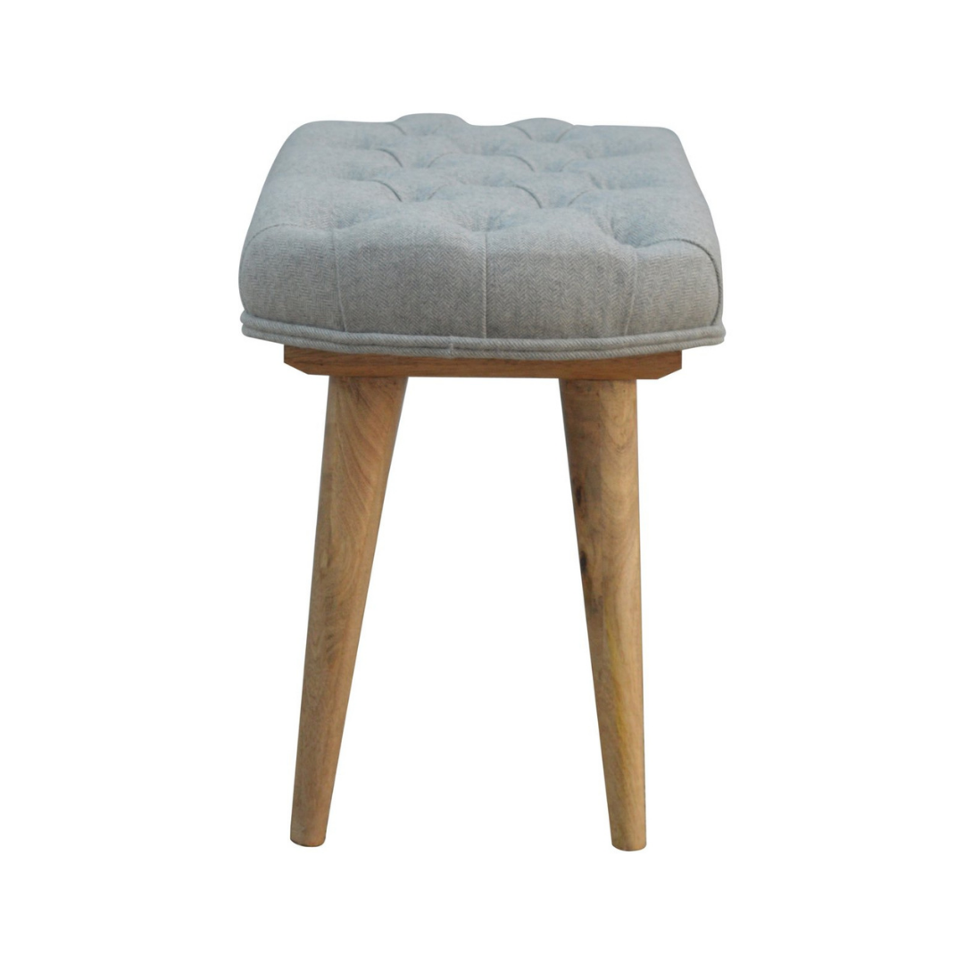 Deep Button Grey Tweed Bench