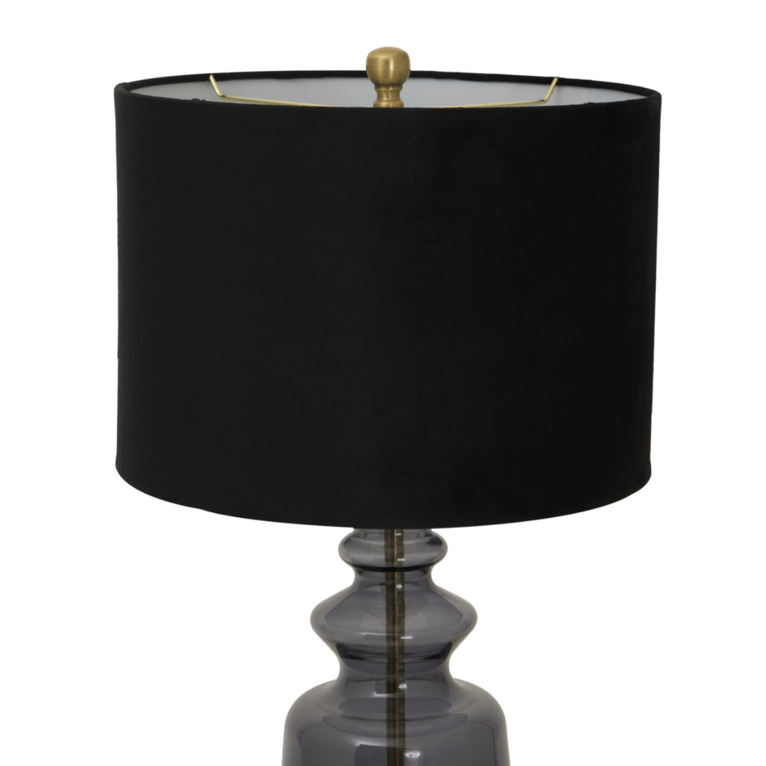 Luxton Glass Urn Lamp With Black Velvet Shade
