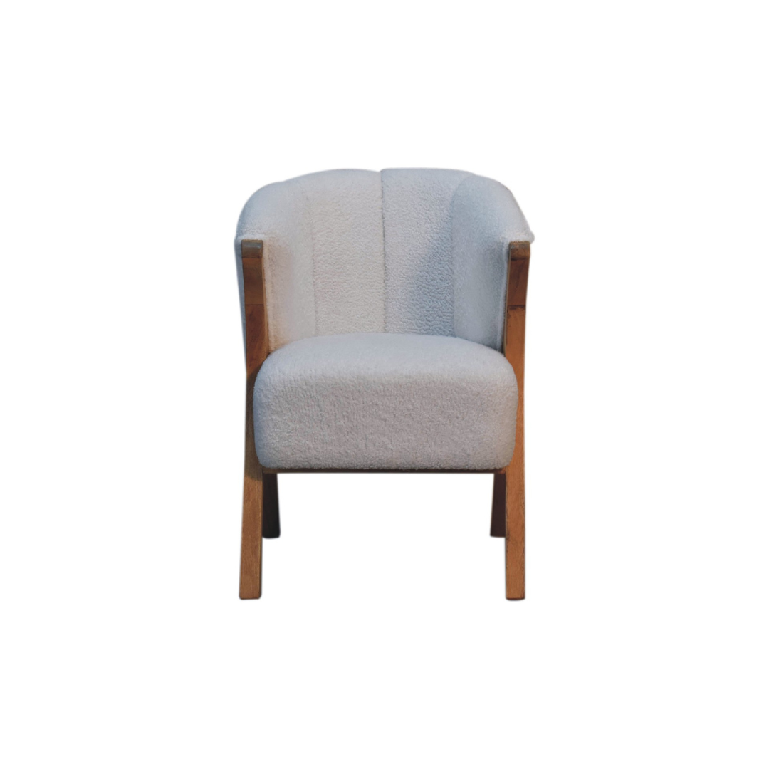 White Boucle Minimalistic Chair
