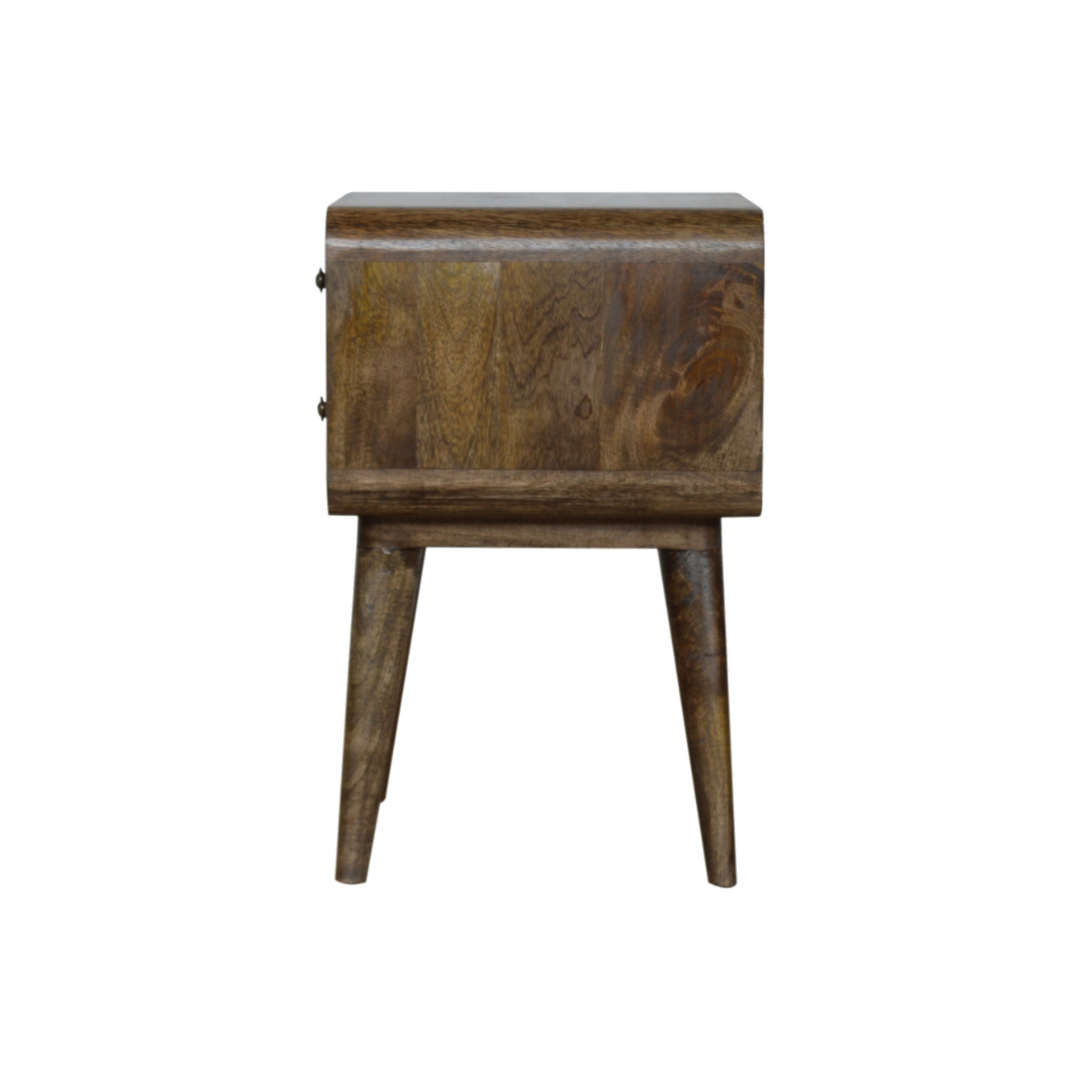 Curved Classic Grey Washed Bedside Table