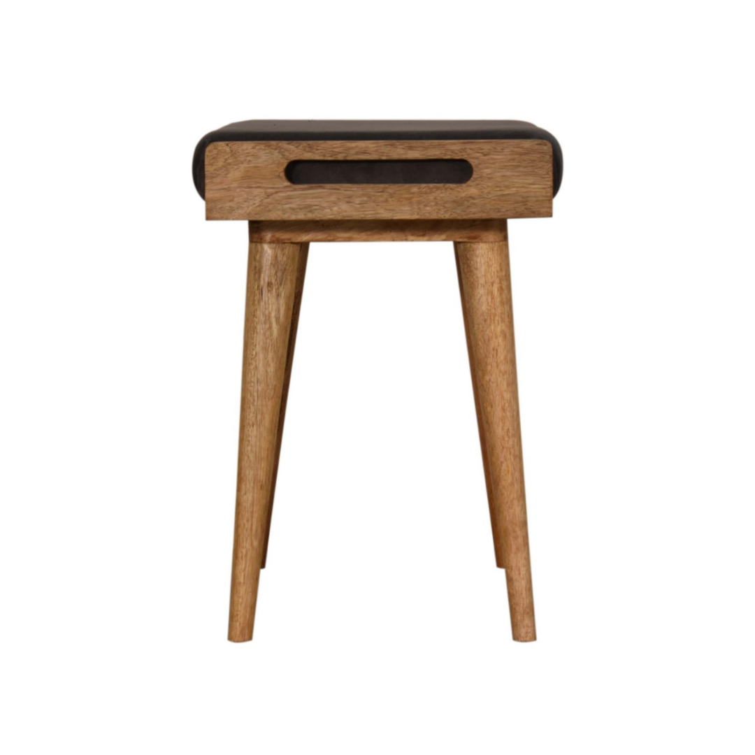 Grey Velvet Tray Style Footstool
