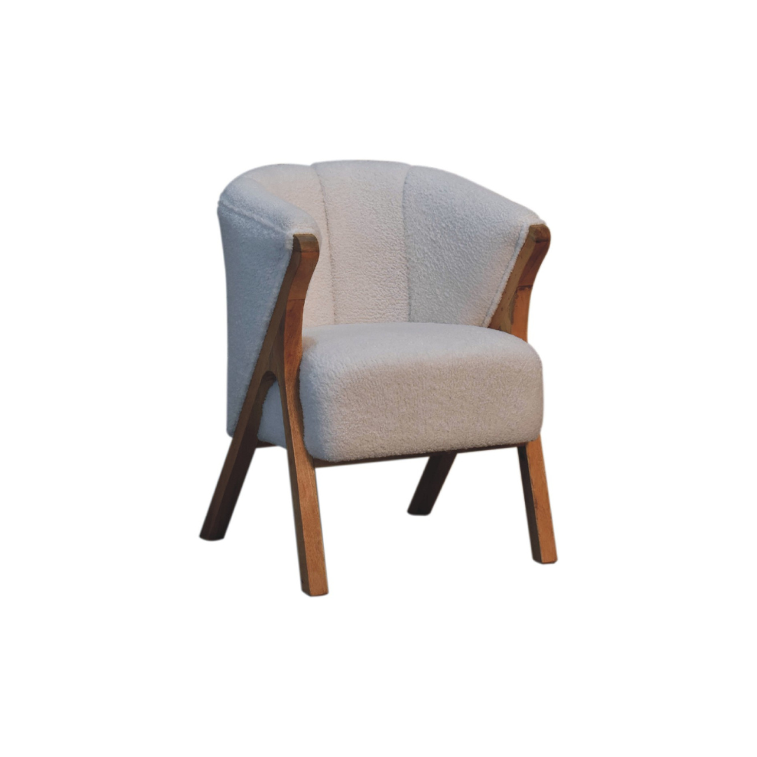 White Boucle Minimalistic Chair