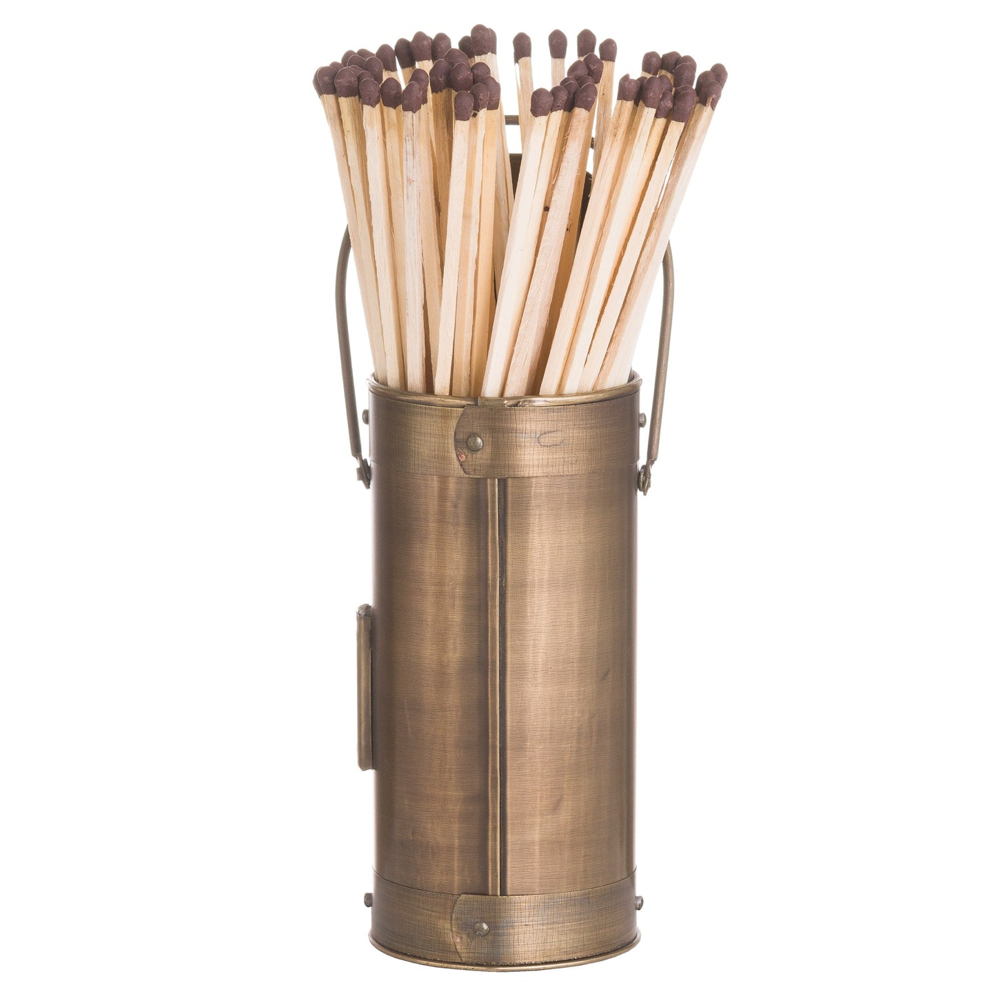 Antique Bronze Matchstick Holder With Matches