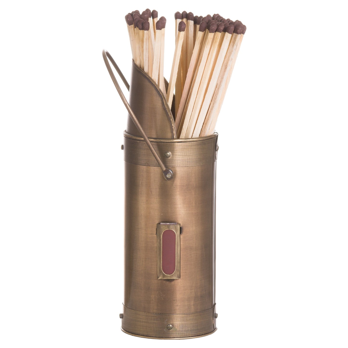 Antique Bronze Matchstick Holder With Matches