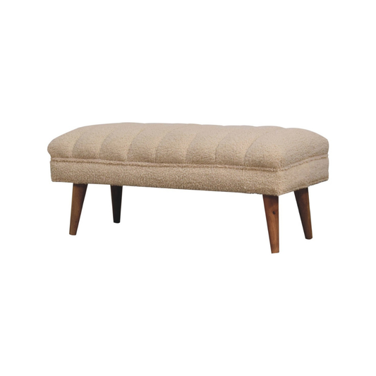 Cream Boucle Puffer Bench