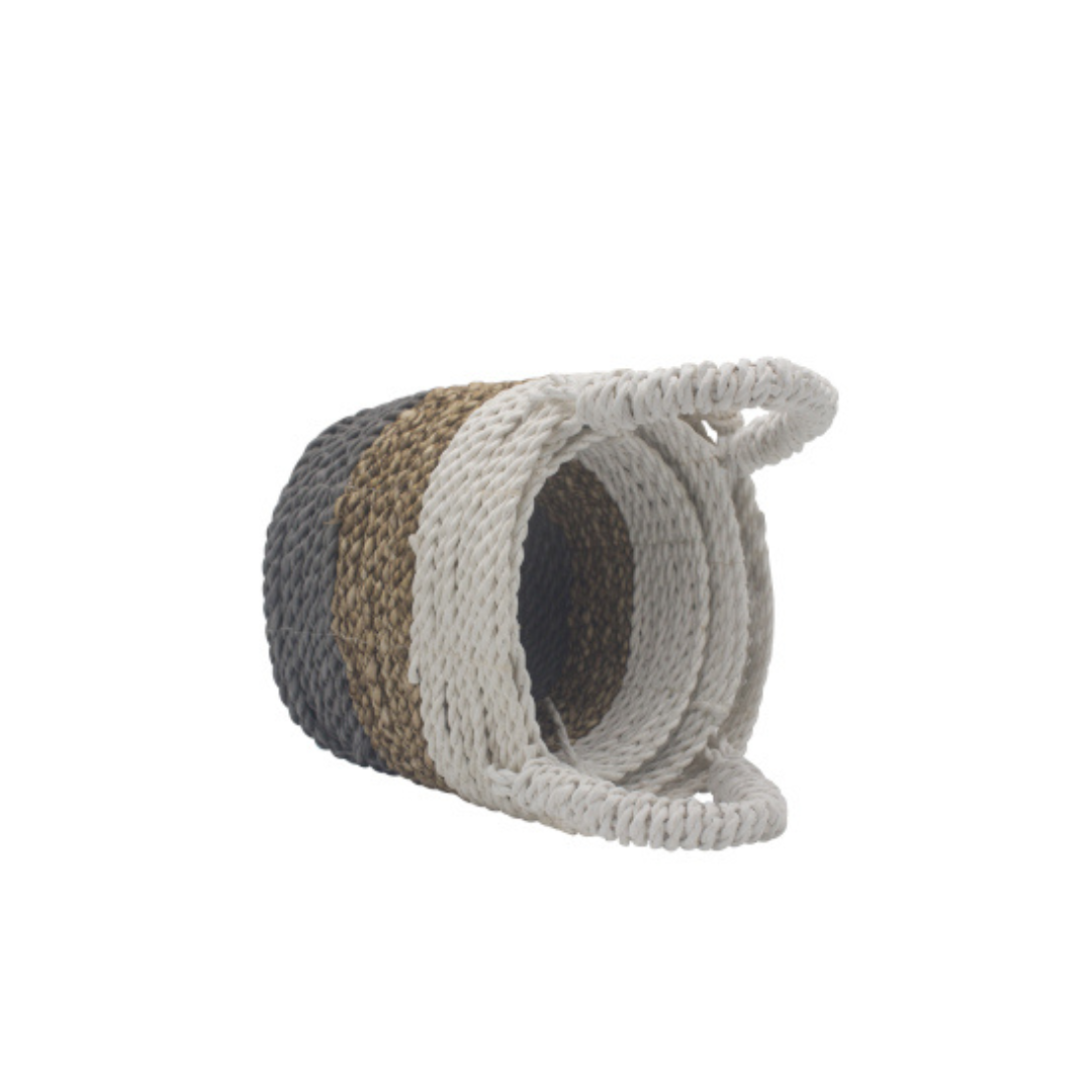 Seagrass Basket Set - Grey/Natural/White