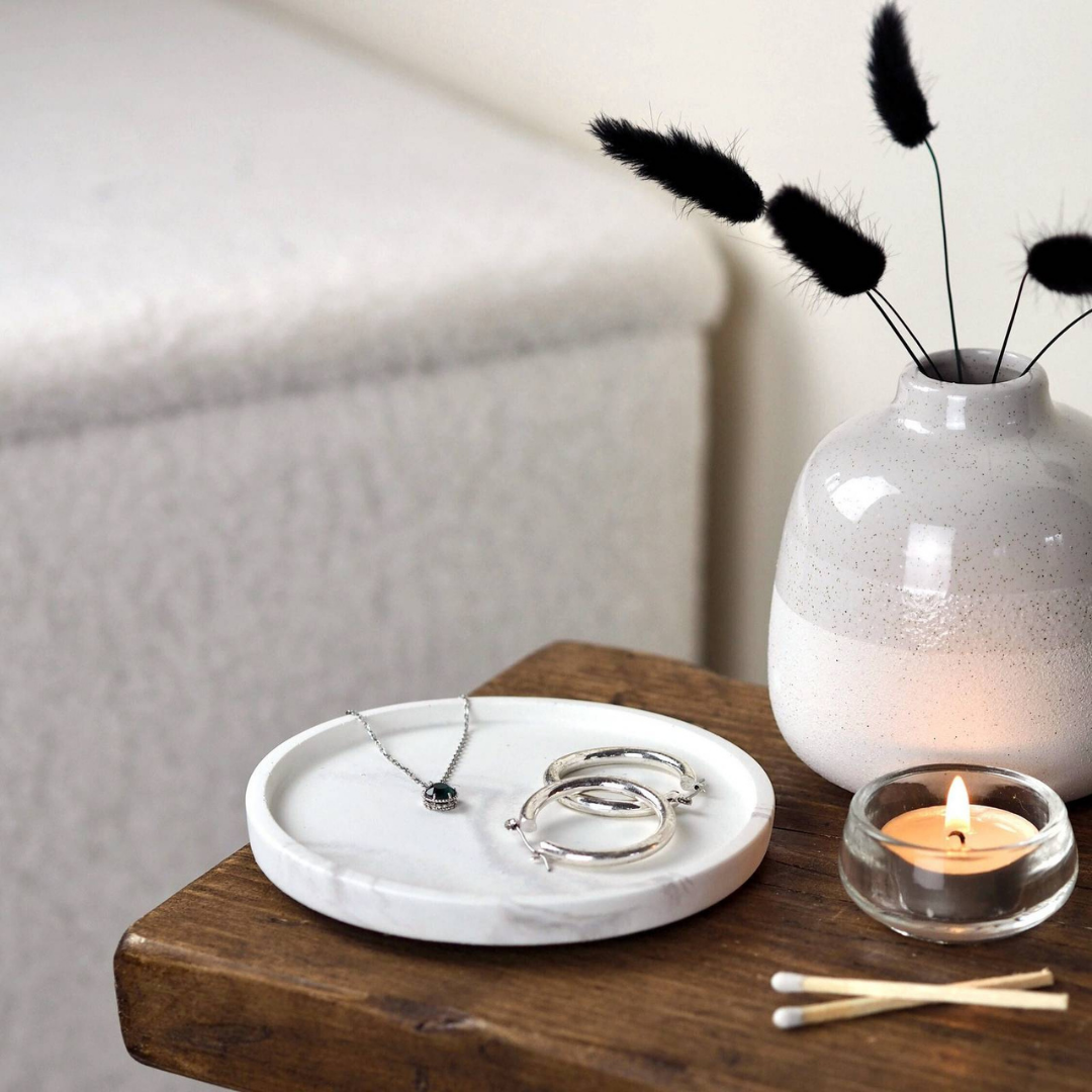 Small Grey Concrete Round Display Tray
