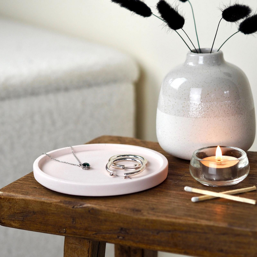 Small Grey Concrete Round Display Tray